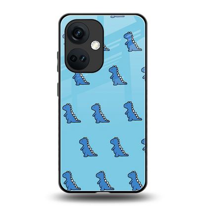 Dino Blue back phone cover | glass case for oneplus nord ce 3