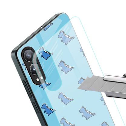 Dino Blue stylish phone case for oneplus nord ce 4 lite | glossy glass and slim fit