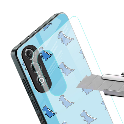 Dino Blue stylish phone case for oneplus nord ce 4 | glossy glass and slim fit