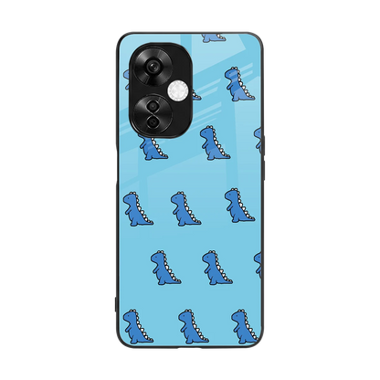 Dino Blue back phone cover | glass case for oneplus nord ce 3 lite