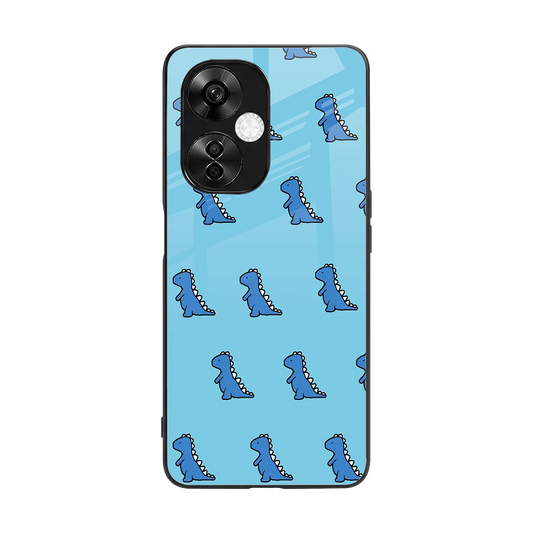 Dino Blue back phone cover | glass case for oneplus nord ce 3 lite