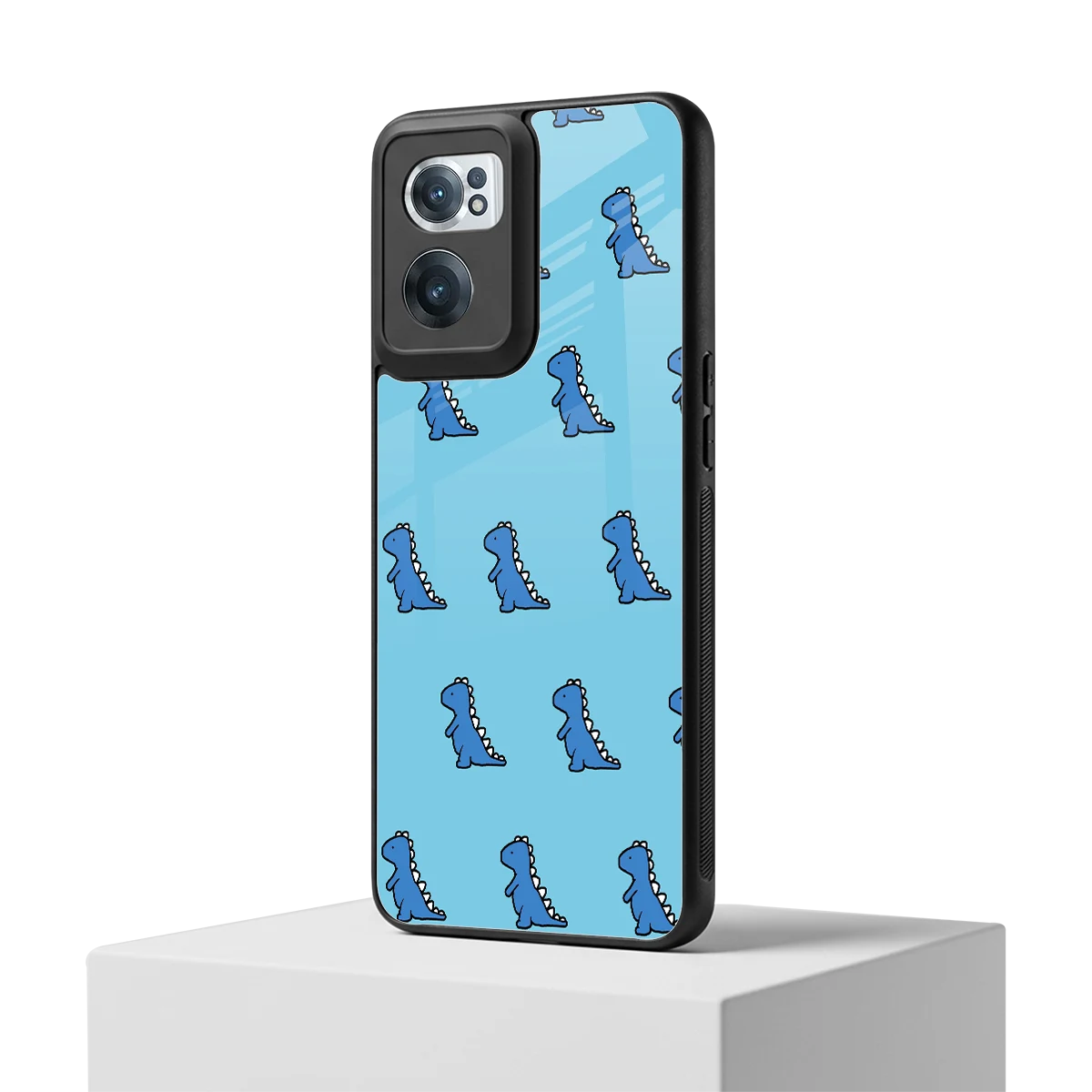 Dino Blue oneplus nord ce 2 mobile cover | shockproof glass phone case