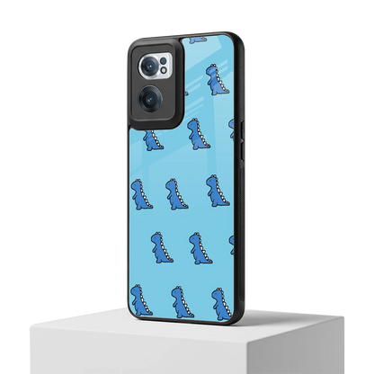 Dino Blue oneplus nord ce 2 mobile cover | shockproof glass phone case