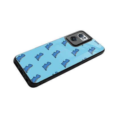 Dino Blue stylish phone case for oneplus nord ce 2 | glossy glass and slim fit
