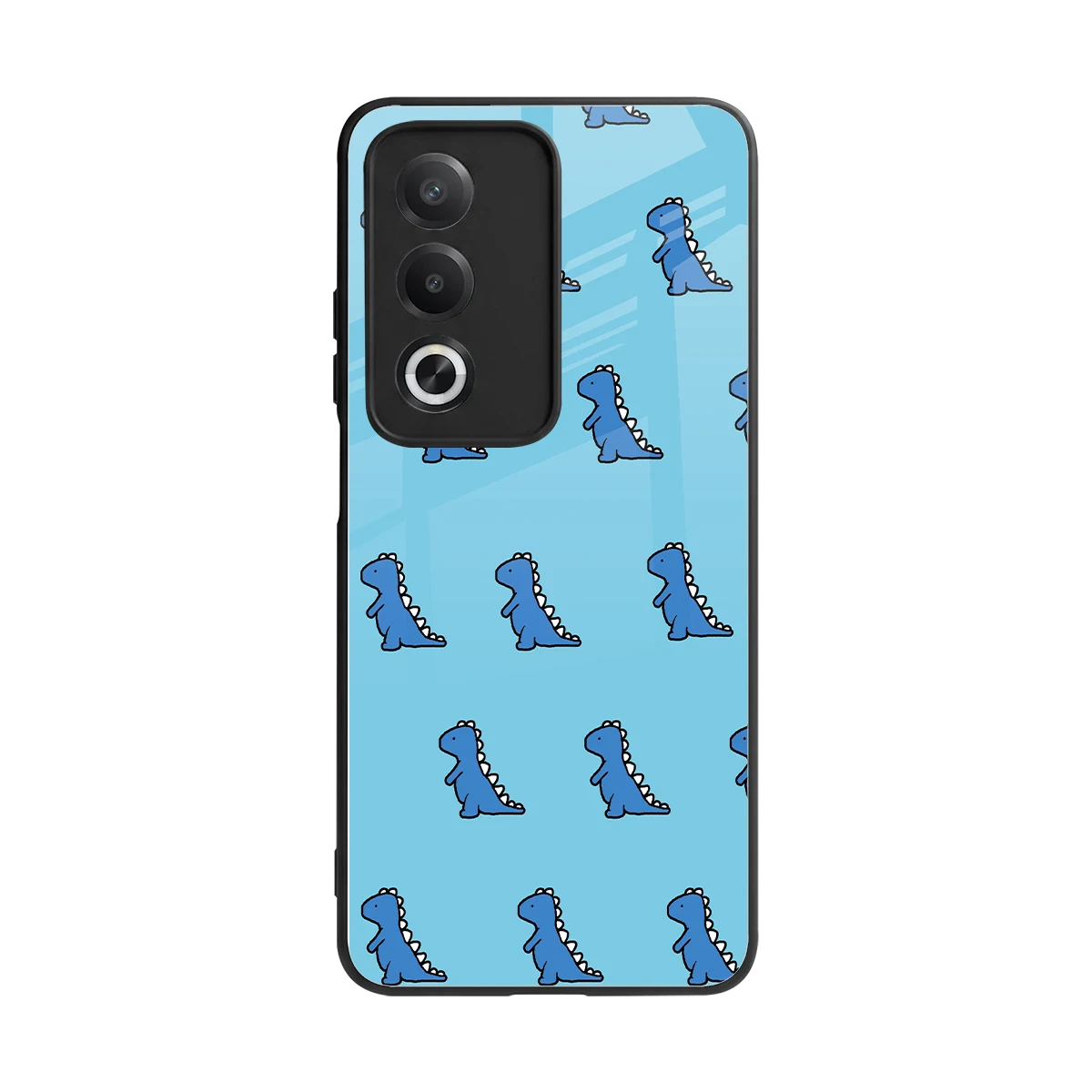 Dino Blue back phone cover | glass case for oppo a3 pro