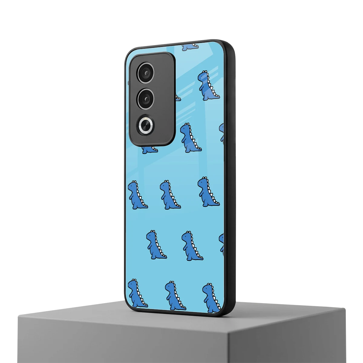 Dino Blue oppo a3 pro mobile cover | shockproof glass phone case