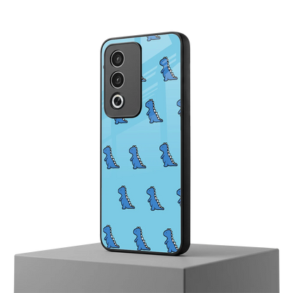 Dino Blue oppo a3 pro mobile cover | shockproof glass phone case