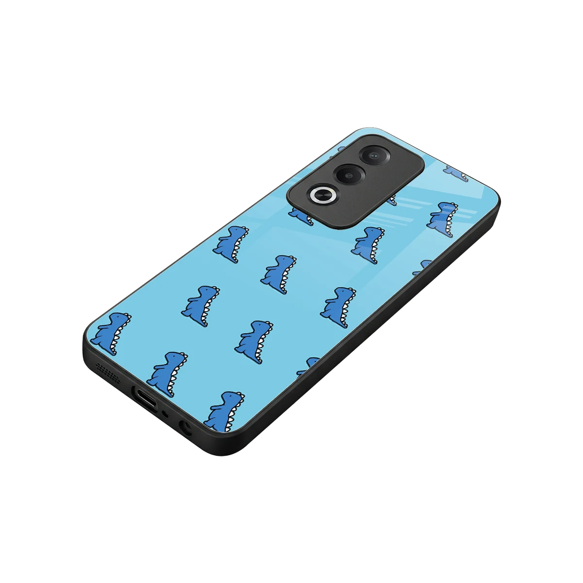 Dino Blue stylish phone case for oppo a3 pro | glossy glass and slim fit
