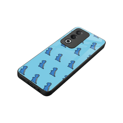 Dino Blue stylish phone case for oppo a3 pro | glossy glass and slim fit
