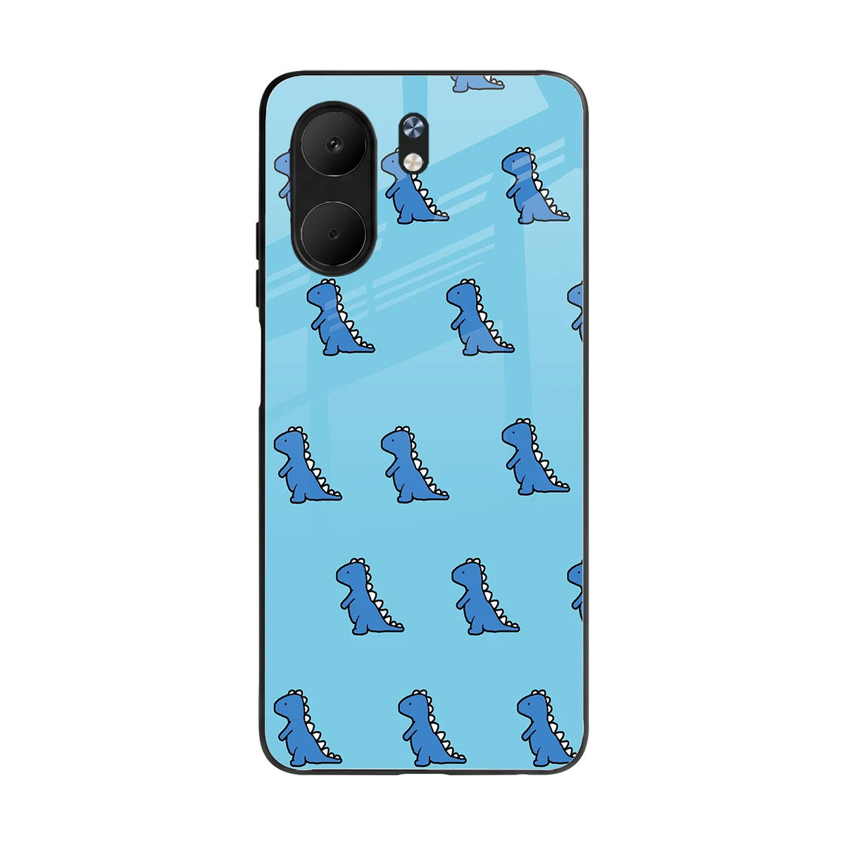 Dino Blue back phone cover | glass case for oppo a5x 5g