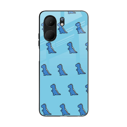 Dino Blue back phone cover | glass case for oppo a5x 5g