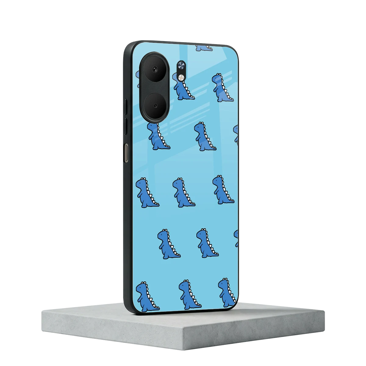 Dino Blue oppo a5x 5g mobile cover | shockproof glass phone case