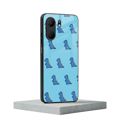 Dino Blue oppo a5x 5g mobile cover | shockproof glass phone case