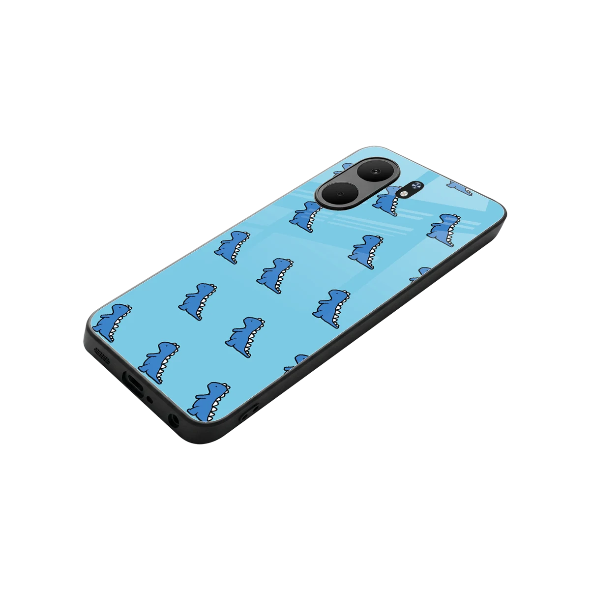 Dino Blue stylish phone case for oppo a5x 5g | glossy glass and slim fit