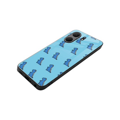 Dino Blue stylish phone case for oppo a5x 5g | glossy glass and slim fit