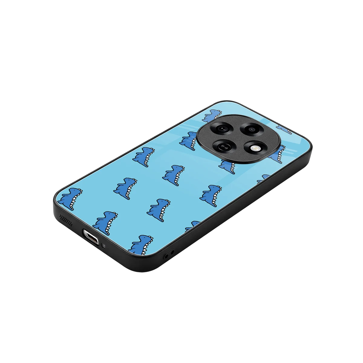 Dino Blue stylish phone case for oppo f31 pro 5g | glossy glass and slim fit