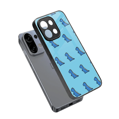 Dino Blue sleek oppo k13 5g cover with tempered glass back and TPU edges