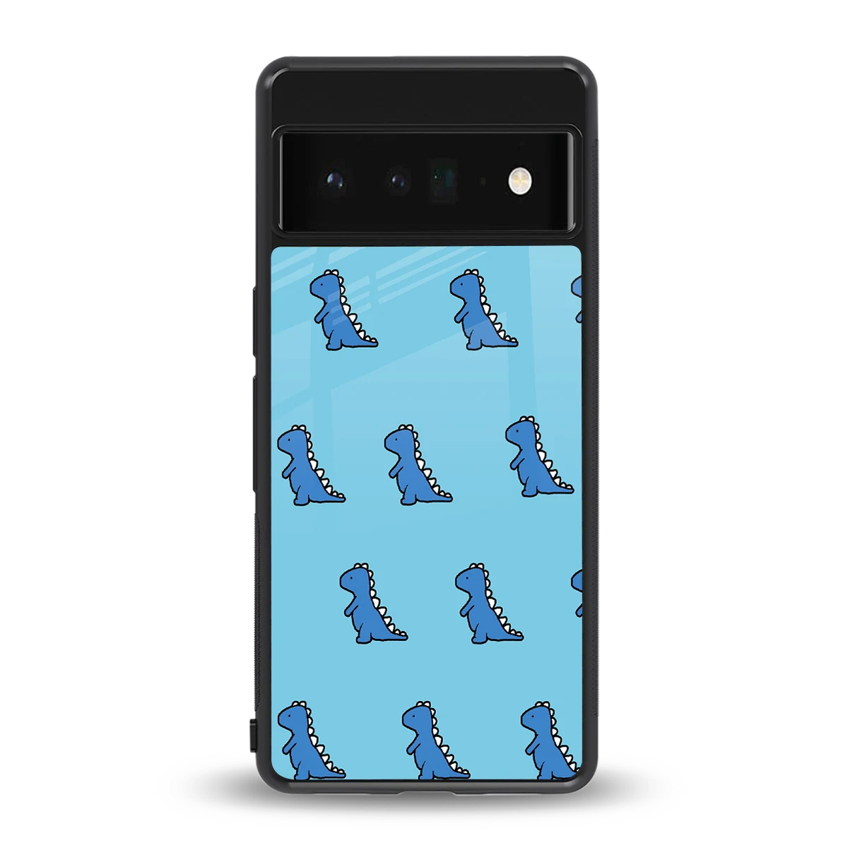 Dino Blue back phone cover | glass case for google pixel 6 pro