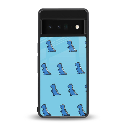 Dino Blue back phone cover | glass case for google pixel 6 pro