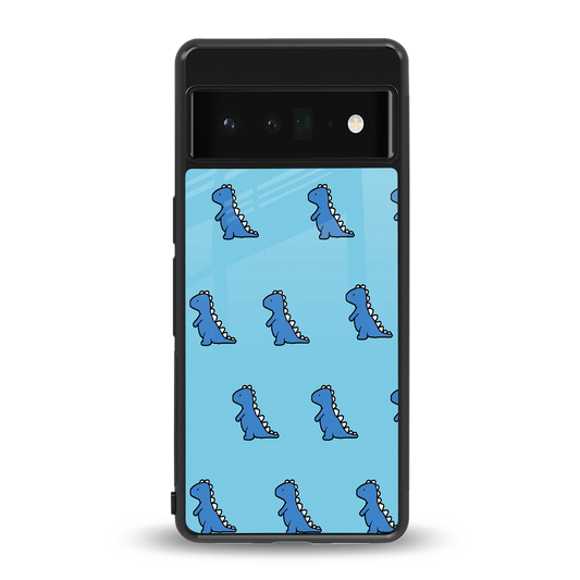 Dino Blue back phone cover | glass case for google pixel 6 pro