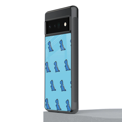 Dino Blue stylish phone case for google pixel 6 pro | glossy glass and slim fit