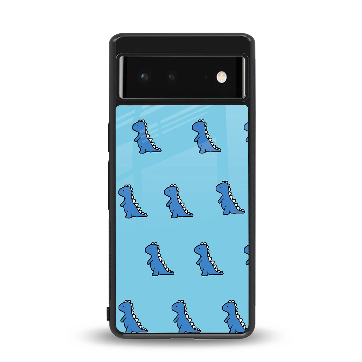 Dino Blue back phone cover | glass case for google pixel 6