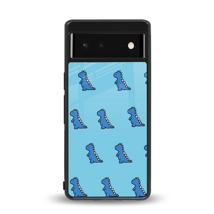 Dino Blue back phone cover | glass case for google pixel 6