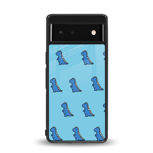 Dino Blue back phone cover | glass case for google pixel 6a