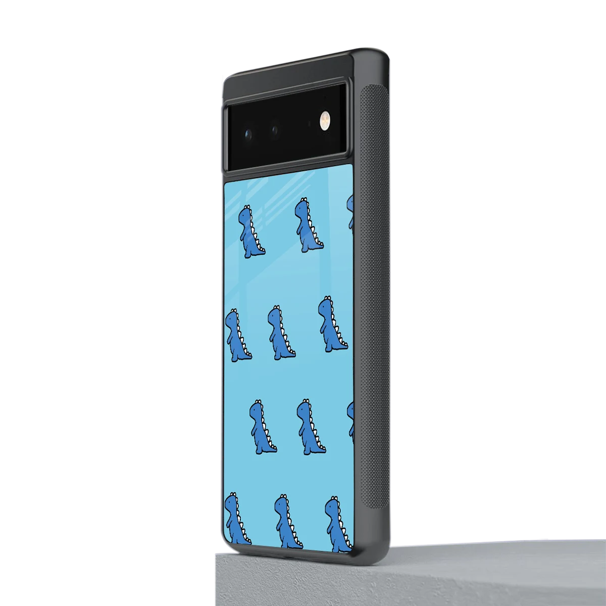 Dino Blue stylish phone case for google pixel 6a | glossy glass and slim fit