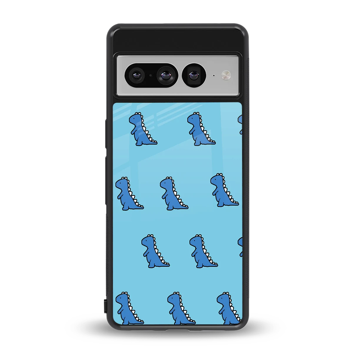 Dino Blue back phone cover | glass case for google pixel 7 pro