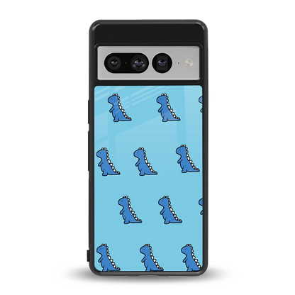 Dino Blue back phone cover | glass case for google pixel 7 pro