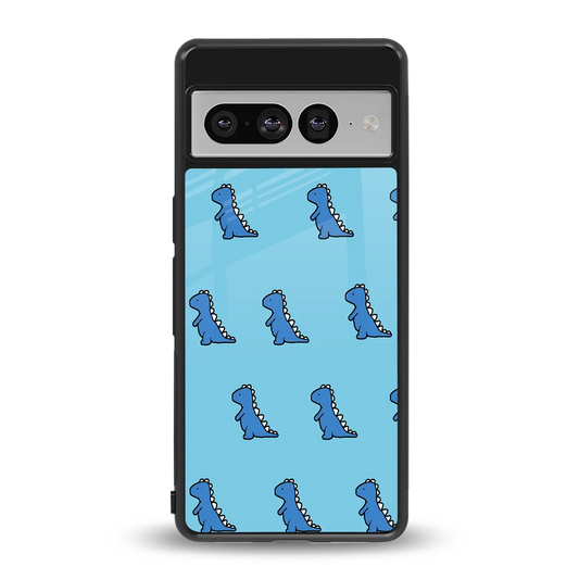 Dino Blue back phone cover | glass case for google pixel 7 pro