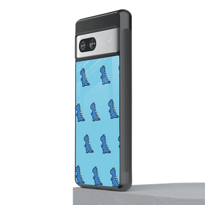 Dino Blue stylish phone case for google pixel 7a | glossy glass and slim fit