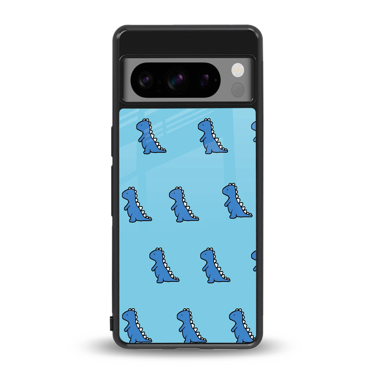 Dino Blue back phone cover | glass case for google pixel 8 pro