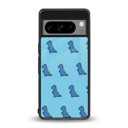 Dino Blue back phone cover | glass case for google pixel 8 pro