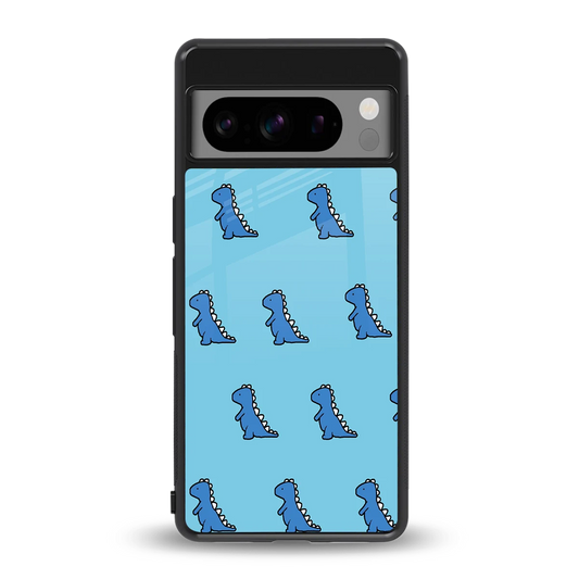 Dino Blue back phone cover | glass case for google pixel 8 pro