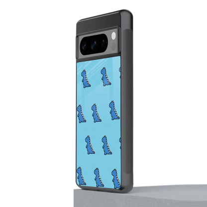 Dino Blue stylish phone case for google pixel 8 pro | glossy glass and slim fit