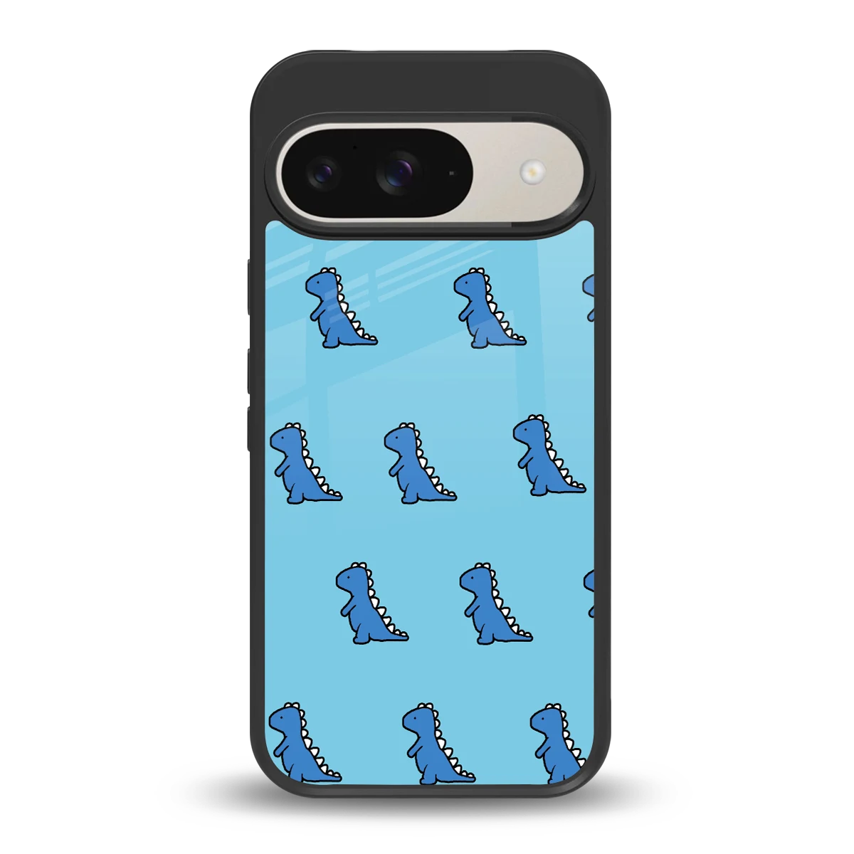 Dino Blue back phone cover | glass case for google pixel 9