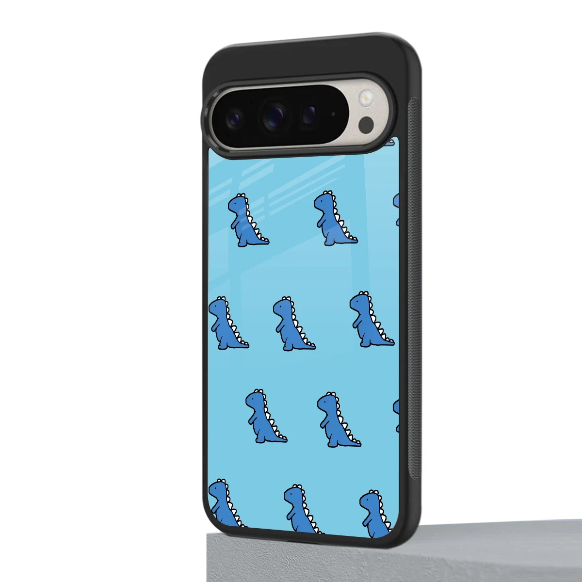 Dino Blue google pixel 9 pro xl mobile cover | shockproof glass phone case