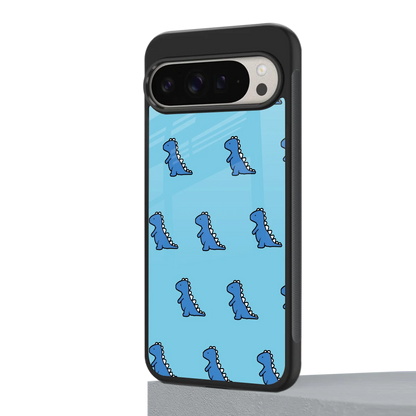 Dino Blue google pixel 9 pro xl mobile cover | shockproof glass phone case