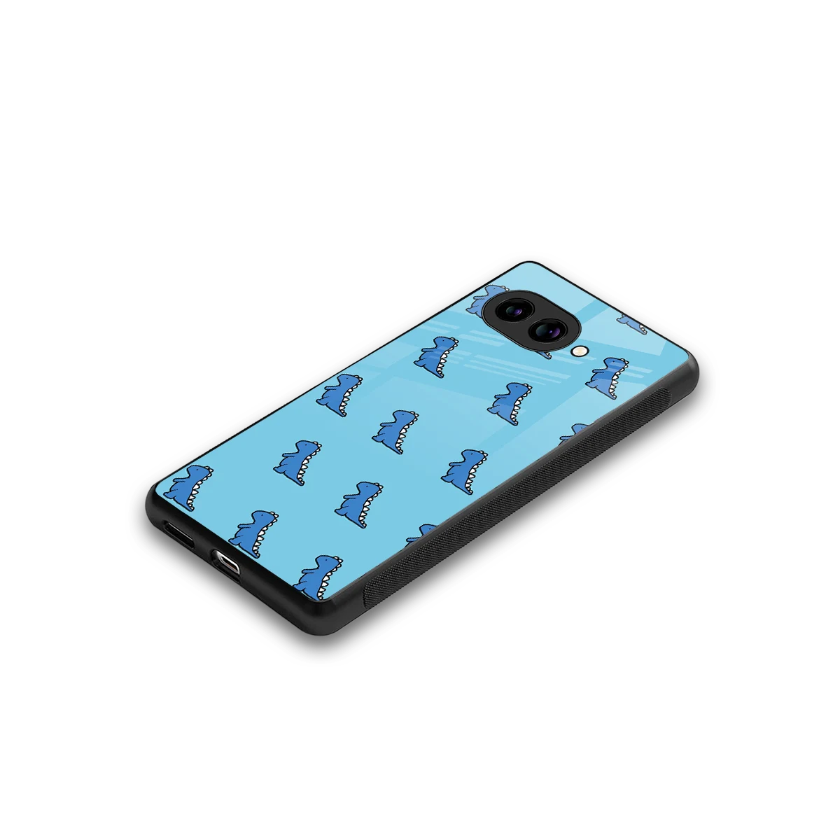 Dino Blue stylish phone case for google pixel 10a | glossy glass and slim fit