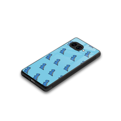 Dino Blue stylish phone case for google pixel 10a | glossy glass and slim fit