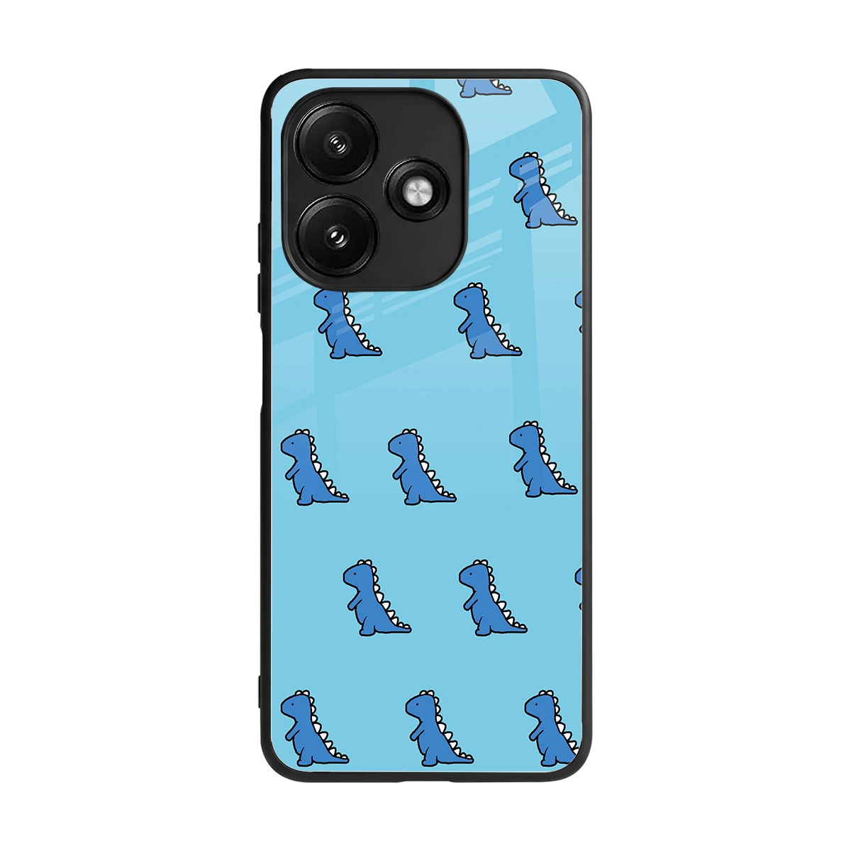 Dino Blue back phone cover | glass case for redmi 12 5g
