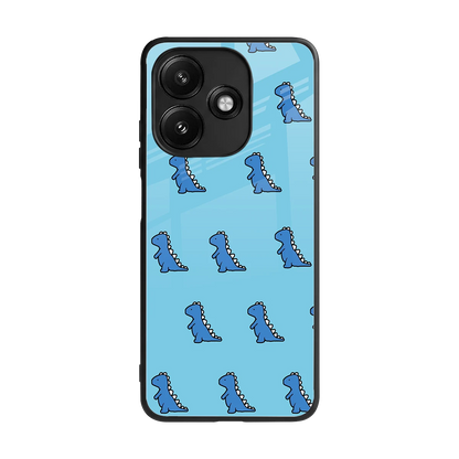 Dino Blue back phone cover | glass case for redmi 12 5g