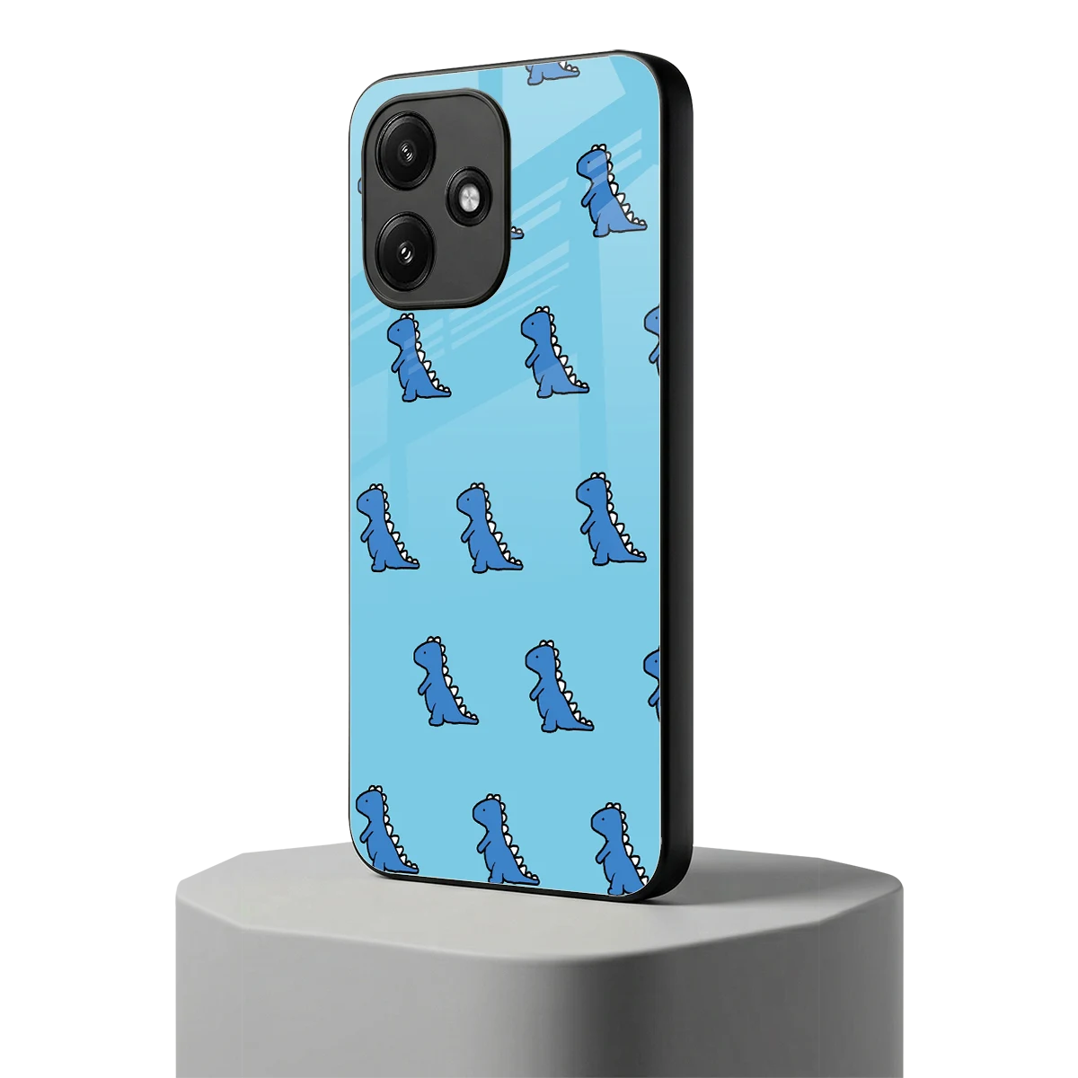 Dino Blue redmi 12 5g mobile cover | shockproof glass phone case