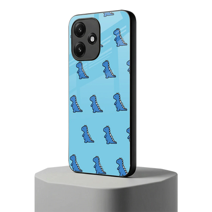 Dino Blue redmi 12 5g mobile cover | shockproof glass phone case