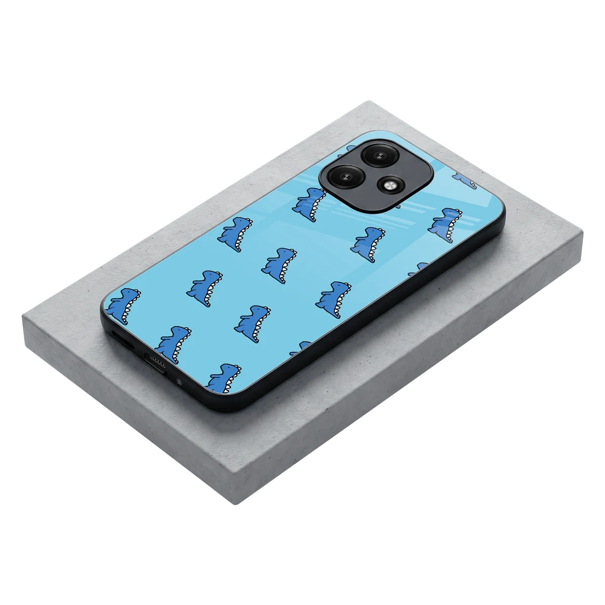 Dino Blue stylish phone case for redmi 12 5g | glossy glass and slim fit