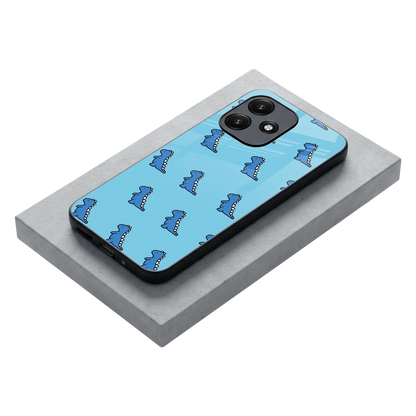 Dino Blue stylish phone case for redmi 12 5g | glossy glass and slim fit