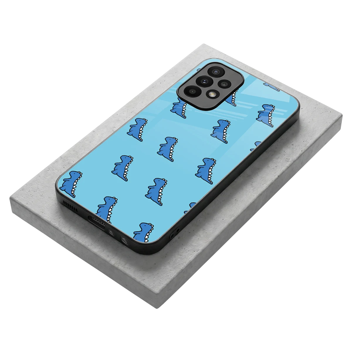 Dino Blue stylish phone case for samsung galaxy a23 | glossy glass and slim fit
