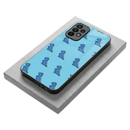 Dino Blue stylish phone case for samsung galaxy a23 | glossy glass and slim fit